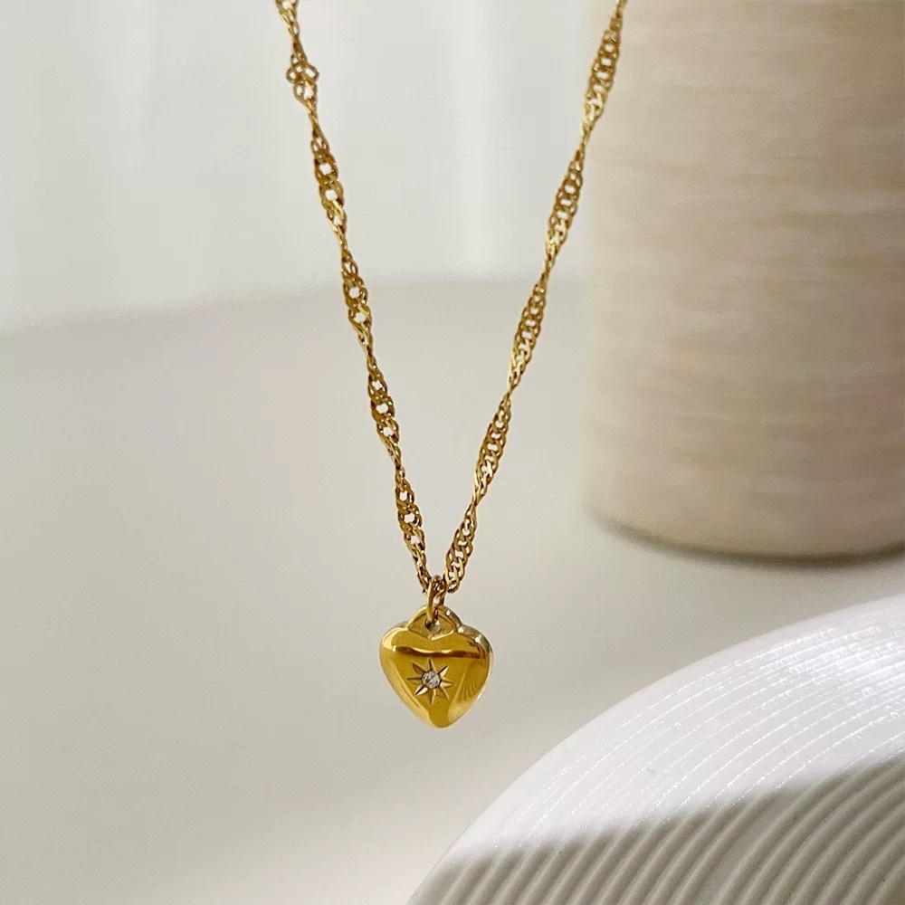 Heart necklace, North Star necklace,gold heart necklace, love necklace
